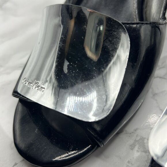 CALVIN KLEIN “Maeve” Black Patent Peep Toe Pump-7M - Picture 8 of 8